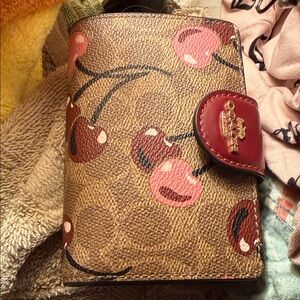 Coach Brown Wallet with Cherry Design